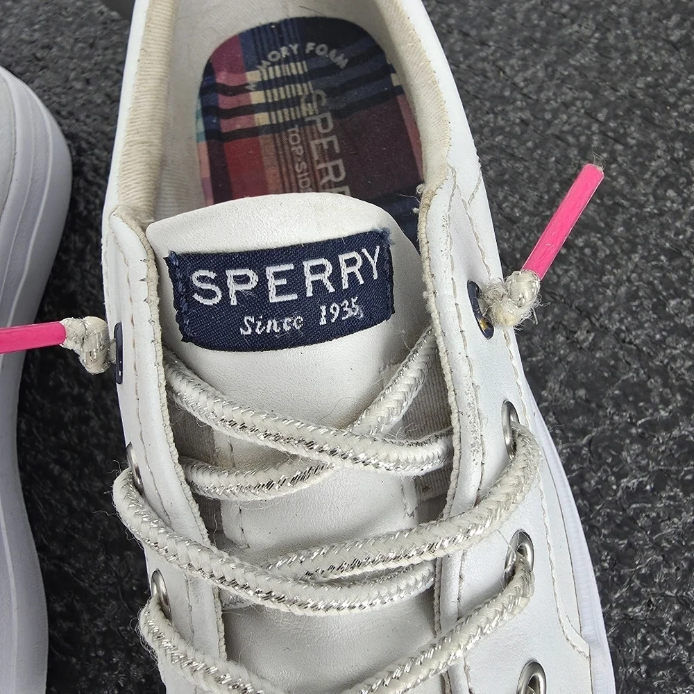 Sperry Top-Sider Kids Crest Vibe Junior White Leather Sneaker 1M Shoes
